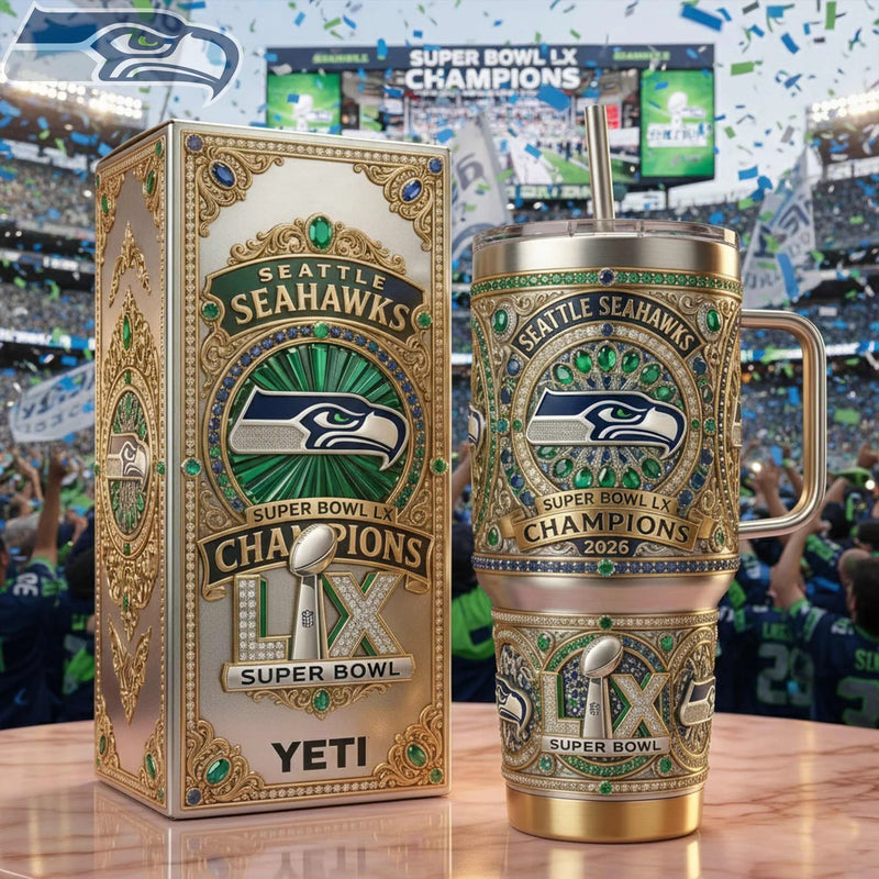 Seattle Seahawks Super Bowl LX (2026) Champions Commemorative Tumbler
