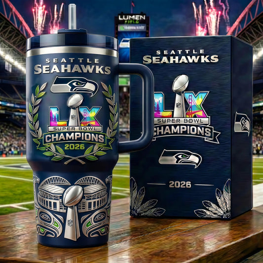 Seattle Seahawks Super Bowl LX (2026) Champions Commemorative Tumbler
