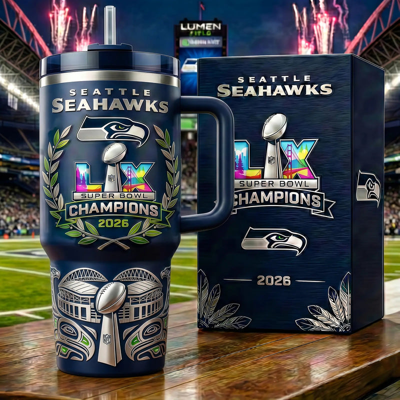 Seattle Seahawks Super Bowl LX (2026) Champions Commemorative Tumbler