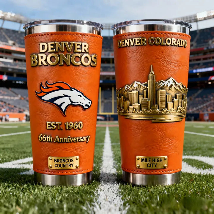Limited Edition: Denver Broncos "25 Years at Mile High" Gold Yeti Tumbler (2001-2026)
