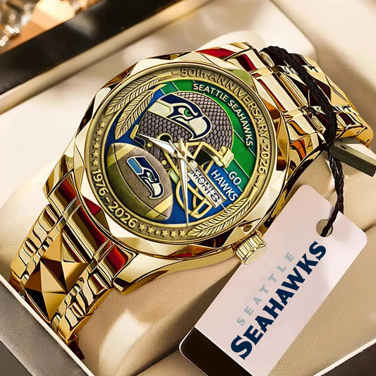 Seattle Seahawks 50th Anniversary Alloy Luxury Quartz Watch