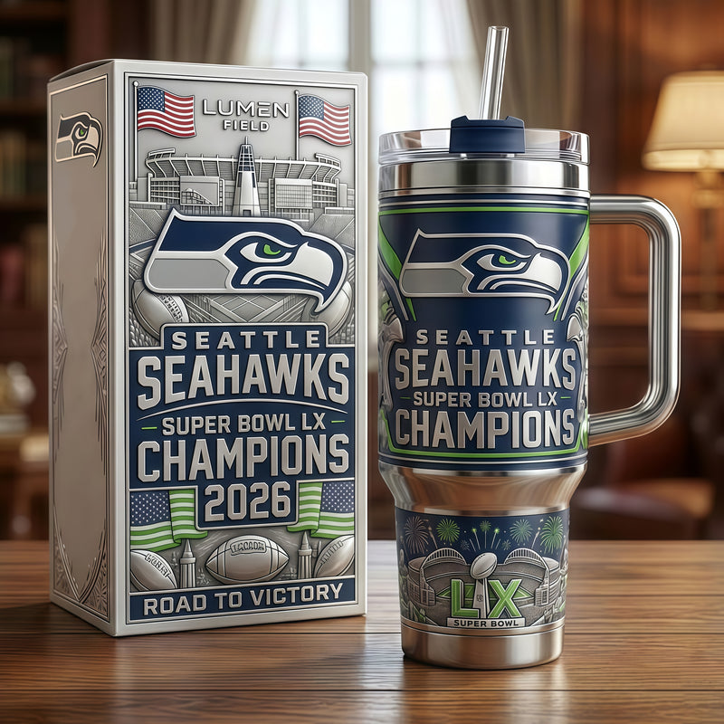 Seattle Seahawks Super Bowl LX (2026) Champions Commemorative Tumbler